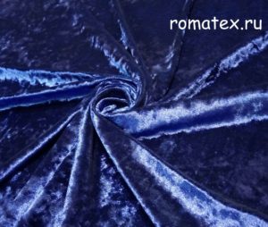 Обивочная ткань 
 Бархат для штор Крэш синий однотонный